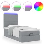 vidaXL Lit ottoman avec matelas et LED Gris clair 80x200cm tissu