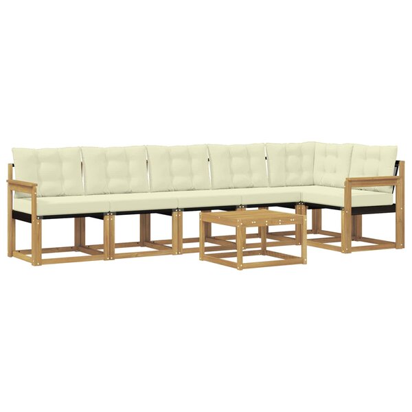vidaXL Ensemble de canapés d'extérieur 7 pc Blanc et crème