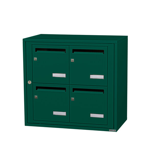 Bloc collectif Leabox 2x2  grade 3  simple face  intérieur  fixation murale  vert mousse ral 6005 finition brillante