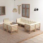 vidaXL Salon de jardin 8 Pièces avec coussins Bois de pin massif