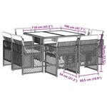 vidaXL Ensemble à manger de jardin et coussins 9 Pièces mélange beige