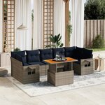 vidaXL Salon de jardin 8 Pièces avec coussins gris résine tressée