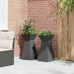 vidaXL Pots de jardin   2 pièces avec bol noir  dimensions 35x35x73 cm  en acier.