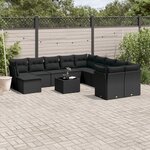 vidaXL Salon de jardin 12 Pièces avec coussins noir résine tressée