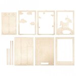 Kit bois cadre à motif3D Licorne FSC100  nature  20x30x6 5cm  13 pces  boîte 1kit