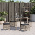 vidaXL Tabourets de jardin et coussins lot de 4 gris clair 41x41x36 cm
