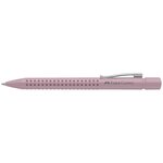 Stylo à bille rétractable grip 2010 pointe moyenne corps rose trait bleu faber-castell