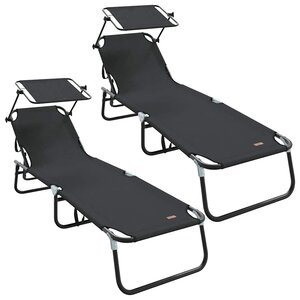 vidaXL Chaise longue pliante 2 pc oxford Noir