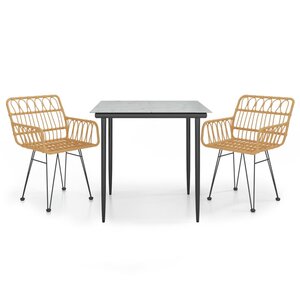 vidaXL Ensemble à manger de jardin 3 Pièces Résine tressée