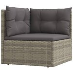 vidaXL Salon de jardin 5 Pièces avec coussins Gris Résine tressée