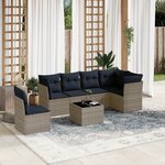 vidaXL Salon de jardin 7 Pièces avec coussins gris résine tressée