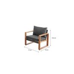 Salon bas de jardin en aluminium effet bois avec coussins - 5 personnes - PUERTO - Gris