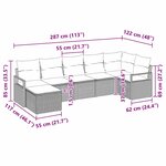 Ensemble de canapé de jardin 7 pièces avec coussins Gris clair Poly Rattan