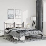 vidaXL Cadre de lit métal sans matelas avec tête de lit noir 150x200cm