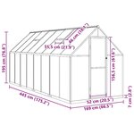 vidaXL Serre avec cadre de base anthracite 445x169x195 cm aluminium