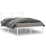 vidaXL Cadre de lit métal sans matelas et tête de lit blanc 135x190 cm