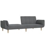 vidaXL Canapé-lit à 2 places avec deux oreillers gris clair tissu