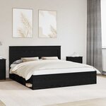 vidaXL Cadre de lit avec tête de lit Noir 200 x 200 cm Pin massif