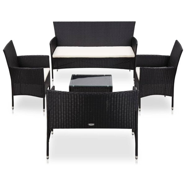 vidaXL Salon de jardin 5 Pièces avec coussins résine tressée noir