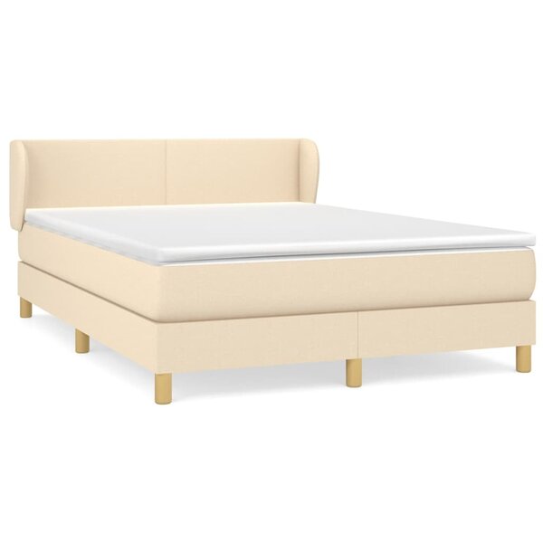 vidaXL Sommier à lattes de lit avec matelas Crème 140x190 cm Tissu