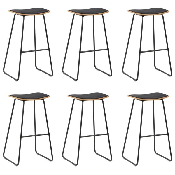 vidaXL Tabourets de bar lot de 6 noir similicuir