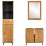 vidaXL Ensemble de mobilier de salle de bain avec tiroir 3 Pièces Marron
