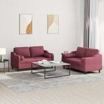 vidaXL Ensemble de canapés 2 Pièces avec coussins rouge bordeaux tissu