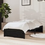 vidaXL Cadre de lit Noir Bois massif 75x190 cm Petit simple