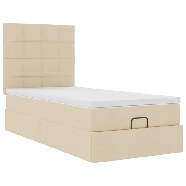 vidaXL Lit ottoman avec matelas crème 100x200 cm tissu