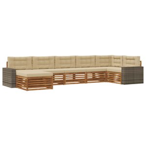 vidaXL Ensemble de canapés d'extérieur 7 pc Naturel et Beige