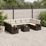 vidaXL Salon de jardin 10 Pièces avec coussins marron résine tressée