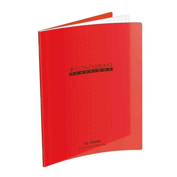 Cahier Polypro 17 x 22 Séyès 70g 96 Pages Rouge CONQUÉRANT