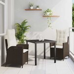 vidaXL Ensemble de salle à manger pour jardin 3 Pièces Marron polyrotin