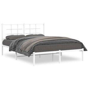 vidaXL Cadre de lit métal sans matelas et tête de lit blanc 135x190 cm
