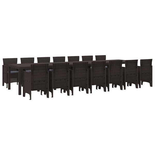 vidaXL Ensemble de salle à manger pour jardin 15 Pièces Marron