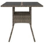 vidaXL Table de jardin dessus en verre gris 80x80x75 cm résine tressée
