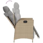 vidaXL Chaise inclinable de jardin et repose-pied mélange beige rotin