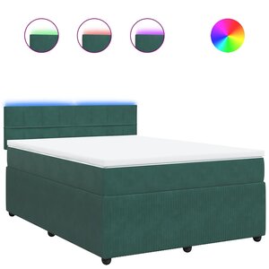 vidaXL Sommier à lattes de lit et matelas Vert foncé 140x190cm Velours