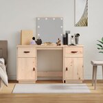vidaXL Ensemble de coiffeuse avec LED Bois de pin solide