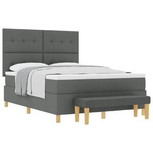 vidaXL Lit à ressorts avec tête de lit Gris foncé 200 x 160 cm tissu