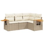 vidaXL Salon de jardin avec coussins 4 Pièces beige résine tressée
