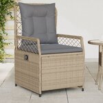 vidaXL Chaises inclinables de jardin lot de 2 beige résine tressée