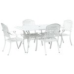 vidaXL Ensemble de salle à manger de jardin de 5 pièces en aluminium blanc