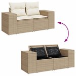 vidaXL Salon de jardin avec coussins 10Pièces beige résine tressée acacia