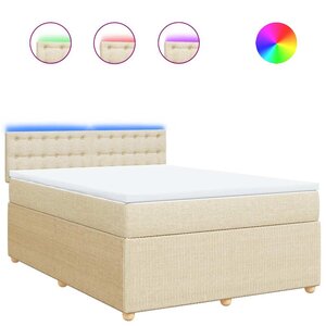 vidaXL Sommier à lattes de lit avec matelas Crème 140x190 cm Tissu