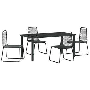 vidaXL Ensemble de salle à manger pour jardin 5 Pièces Noir