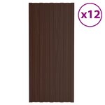 vidaXL Panneaux de toiture 12 Pièces Acier galvanisé Marron 100x45 cm