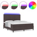 vidaXL Lit à ressorts marron foncé avec matelas et LED  180 x 200 cm en tissu