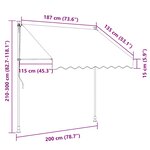 vidaXL Auvent rétractable manuel 200 cm Rayures bleues et blanches