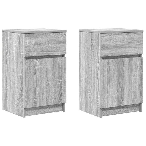 vidaXL Tables de chevet 2 Pièces sonoma gris 39x35x65cm bois d'ingénierie